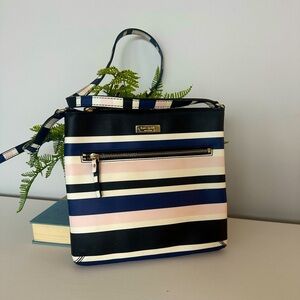 Like New Kate Spade New York Black Blue Cruise Stripe Laurel Way Rima Crossbody